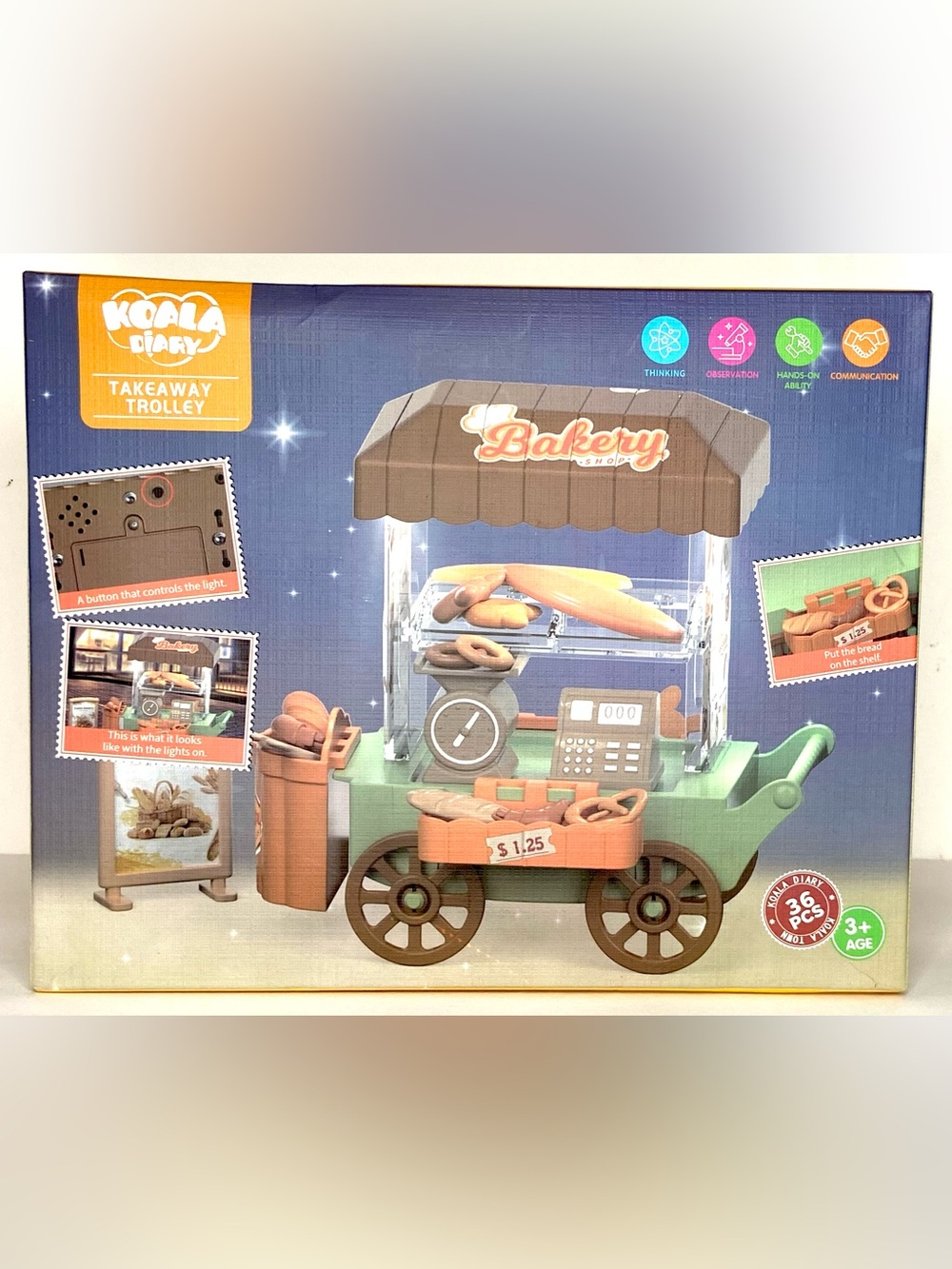 Bakery Takeaway Trolley Kids Toy - Green & Brown